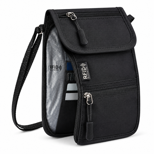 PackLite Neck Wallet RFID-blocking passport and card slots