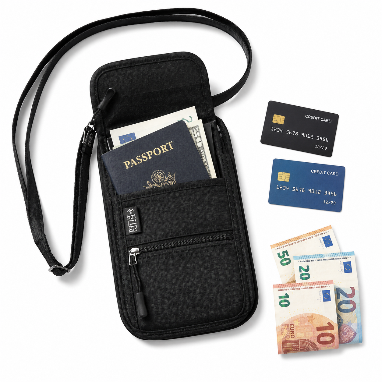 PackLite Neck Wallet & RFID Passport Sleeve, waterproof travel document holder