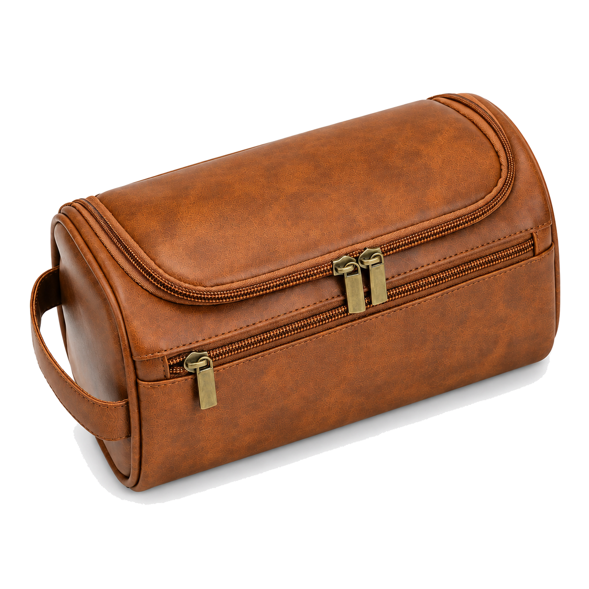 PackLite SlimKit TSA-ready flat toiletry bag, brown, angled view